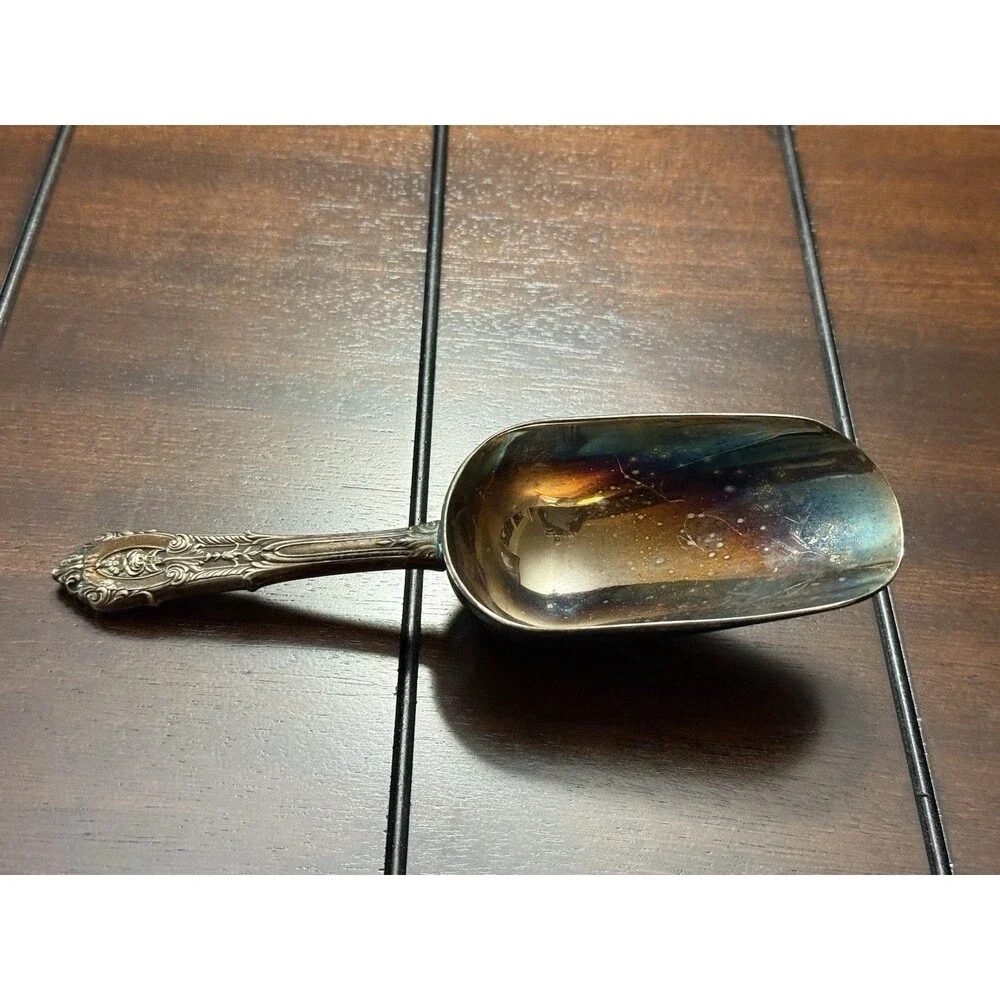 🔥RARE- VTG Wallace Sterling silver handle Ice Scoop - PERFECT PATINA 😱🙀🔥